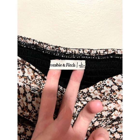 Abercrombie & Fitch Puff Sleeve Ruffle Smocked Mini Dress Women's Size Large - Picture 10 of 11